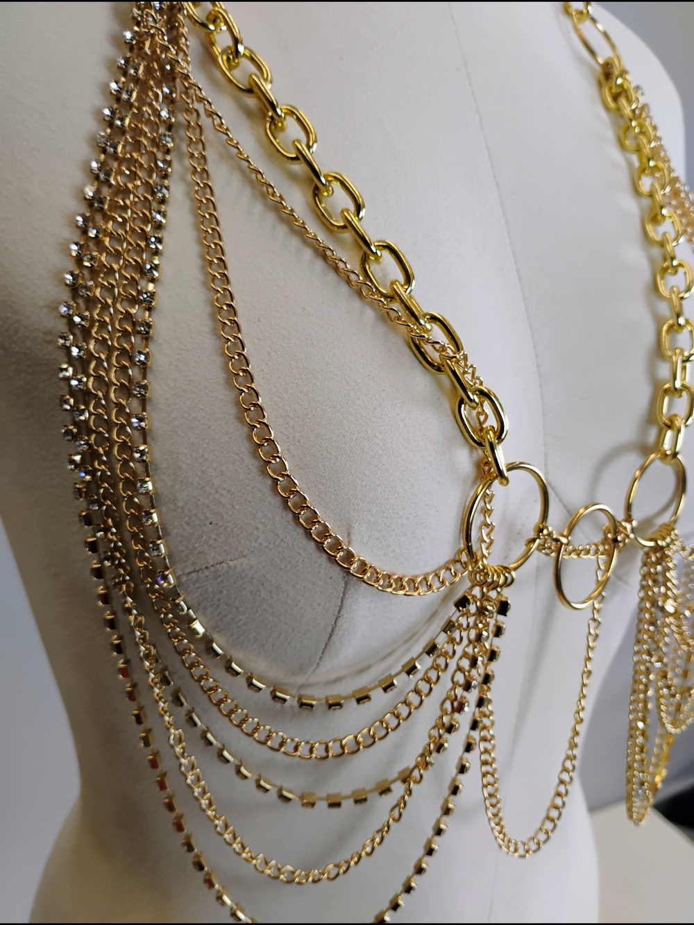 Gold Multi-Chain Body Necklace / Belt - Gold Layered Statement Jewelry
